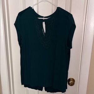 Daniel Rainn Green Relaxed Blouse with Cut Out Detail